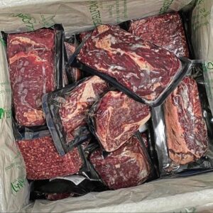 Package of dense aged beef cuts.