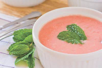 cold soup with strawberries mint